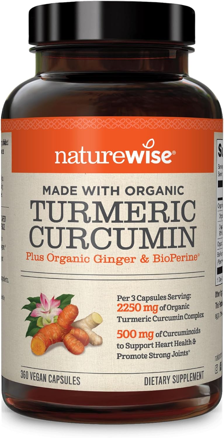 NatureWise Curcumin Turmeric 2250mg - 95% Curcuminoids & BioPerine Black Pepper Extract for Advanced Absorption - Daily Joint and Immune Health Support - Vegan, Non-GMO, 180 Count[60-Day Supply]