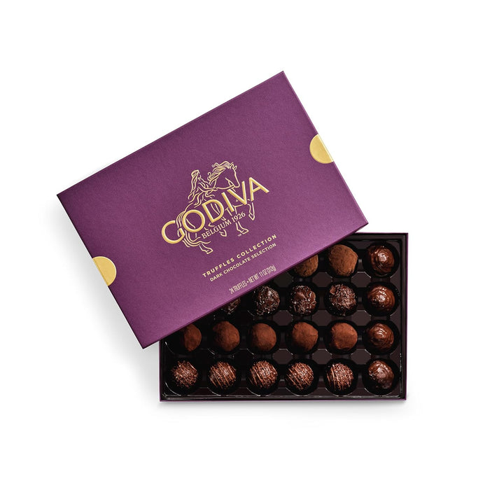 Godiva Signature Truffle Gift Box, Belgian Dark and Milk Chocolates with Ganache Center, Gourmet Gift for Birthdays, Holidays, Non-GMO & Kosher, 8 Pc