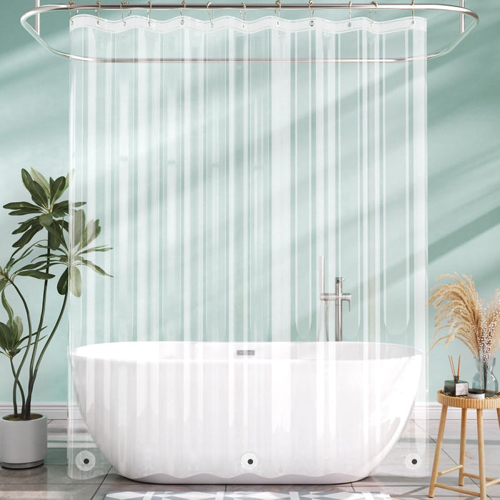 AmazerBath Shower Curtain Liner, 72x72 Clear Shower Curtain Liner, Waterproof Plastic Shower Liner, Cute Lightweight PEVA Shower Curtain for Bathroom with 3 Magnets and 12 Rustproof Metal Grommets