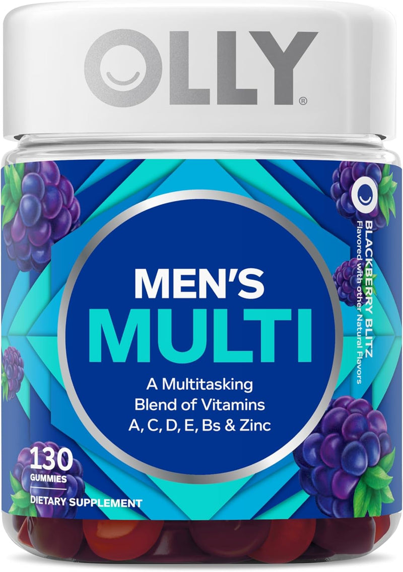 OLLY Men's Multivitamin Gummy, Vitamins A, C, D, E, B, Zinc, Blackberry Flavor, 45 Day Supply - 90 Count