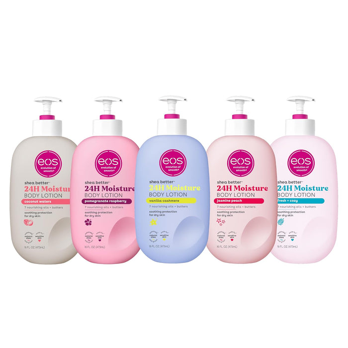 eos Shea Better Body Lotion Vanilla Cashmere, 24-Hour Moisture Skin Care, Lightweight & Non-Greasy, Natural Shea, Vegan, Vanilla Body Lotion, 16 fl oz