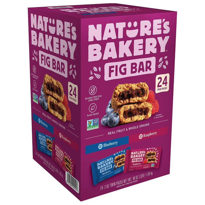 Nature's Bakery Whole Wheat Fig Bars, Blueberry, Real Fruit, Vegan, Non-GMO, Snack bar, Twin packs- 12 count