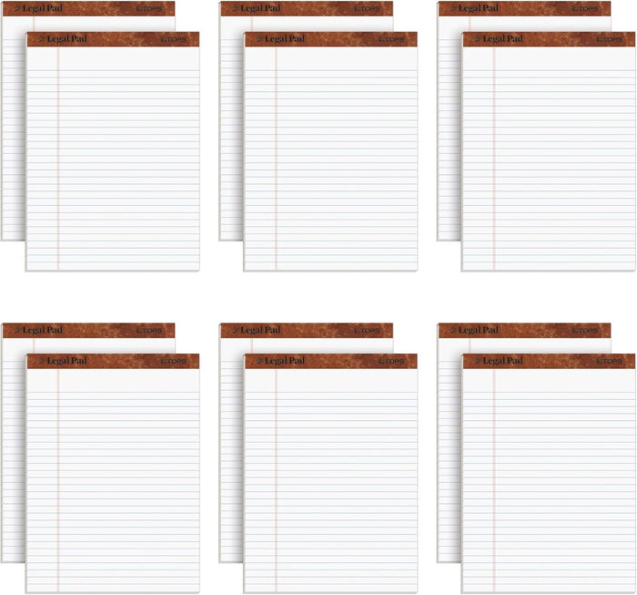 TOPS 8.5 x 11 3/4 Legal Pads, 12 Pack, The Legal Pad Brand, Wide Ruled, White Paper, 50 Sheets Per Writing Pad, Made in the USA (7533)