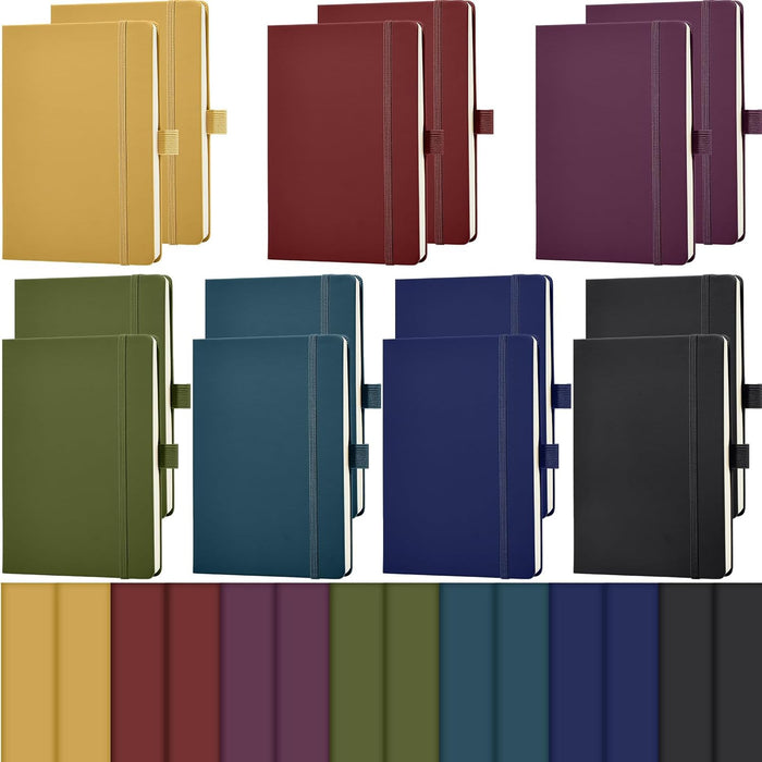 Laumoi 14 Pack Lined Journal Notebooks 5.5 x 8.2 Inch A5 Hardcover Notebook College Ruled Notepad with Pen Holder PU Leather Ruled Lined Journals for School Business Work Writing(Earth Tone)