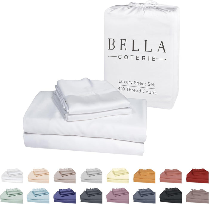 Bella Coterie Luxury Bamboo Viscose Split King Size Sheet Set | 2 Fitted Sheets for Sleep Number & Adjustable Beds | 100% Organically Grown | Cooling & Ultra Soft | 18” Deep Pocket [Grey Mist]