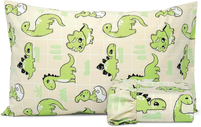Salt Earth 100% Cotton 210TC Kids Bedsheet, Twin Sheets Set for Toddler Bed, 3 Piece Bedding Set Including Flat Sheet, Fitted Sheet, and Pillowcase, Themed Sheets for a Playful Kids Bed (Summerland)