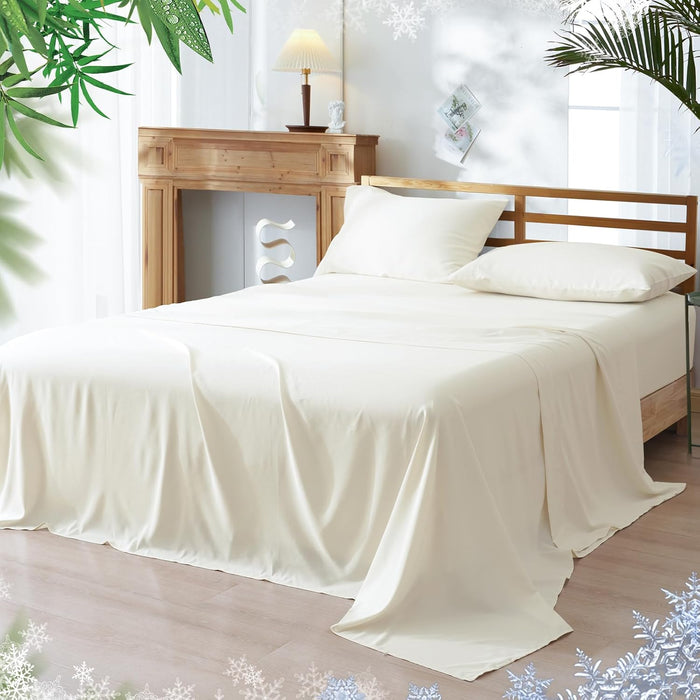 PHF Cooling Sheets Set California King Size, Rayon Derived from Bamboo & Polyester, Breathable & Wrinkle Free Silky Soft Bed Sheets, Wider Elastic Band 16" Deep Pocket Sheets & Pillowcase, Sage Green