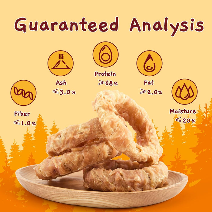 Jungle Calling Beef Tendons for Adult Dogs, Chicken Wrapped Tendons Dog Chews Long Lasting Hip and Joint Supplement for Dogs with Glucosamine (Ring)