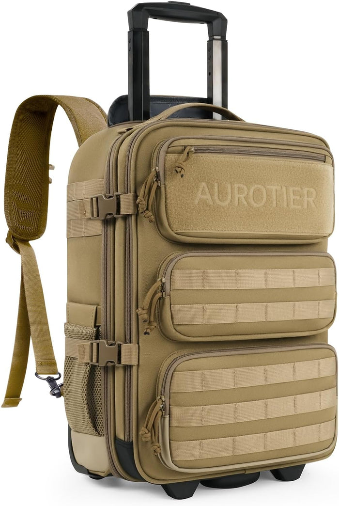 Rolling Tactical Laptop Backpack, 17 Inch Wheeled Military Computer Backpack for Men and Women, Roller Carry on Luggage for Work Travel, Overnight Molle Outdoor Hiking Bag with Wheels, Black
