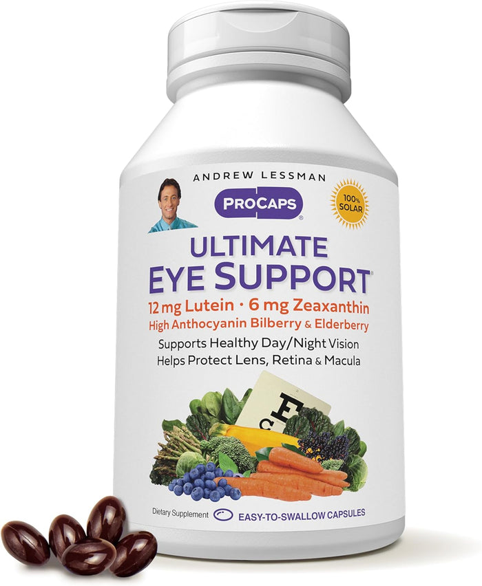 ANDREW LESSMAN Ultimate Eye Support with Astaxanthin 180 Softgels - 12mg Lutein, 6mg Zeaxanthin, 4mg Astaxanthin, Bilberry. Key Nutrients to Support Eye Health, Promote Healthy Vision. No Additives