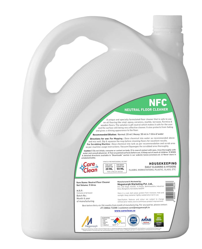CareClean | Neutral Floor Cleaner - 5 Liter | Liquid Disinfectant, Baby Safe, Pet Friendly, Insect Repellent & pH Neutral Floor Cleaner