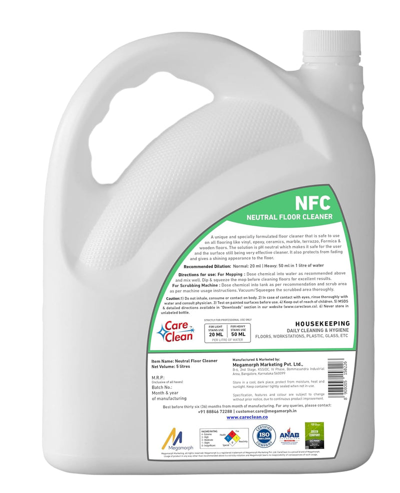 CareClean | Neutral Floor Cleaner - 5 Liter | Liquid Disinfectant, Baby Safe, Pet Friendly, Insect Repellent & pH Neutral Floor Cleaner