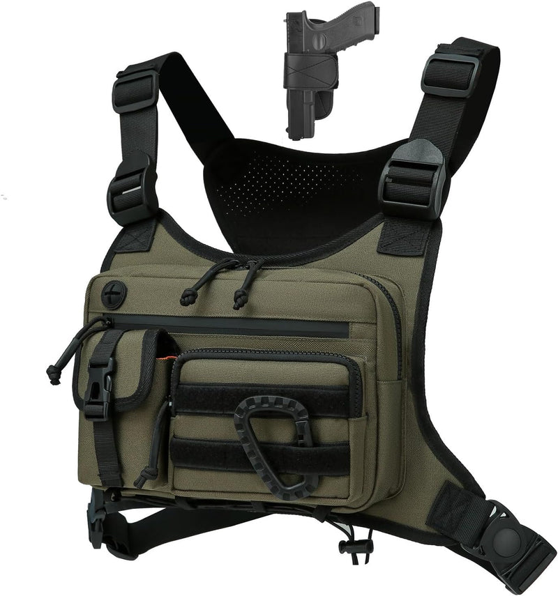 Outdoor Chest Bag For Men and Women, Tactical Vest For Running, Cycling, EDC Chest Pack Rig For Sports and Workouts