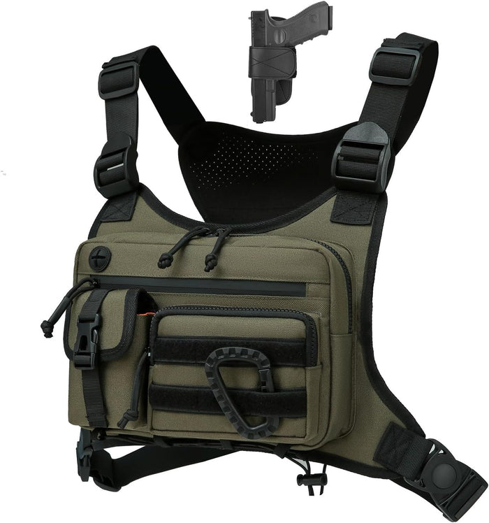 Outdoor Chest Bag For Men and Women, Tactical Vest For Running, Cycling, EDC Chest Pack Rig For Sports and Workouts