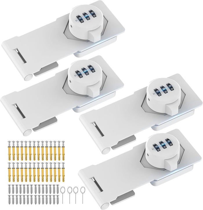 Household Cabinet Password Hasp Locks, Cabinet Locks with Combination, Door Security Slide Latch for Small Barn Doors, Bathroom, Outdoor, Garden (2 Pack Black)