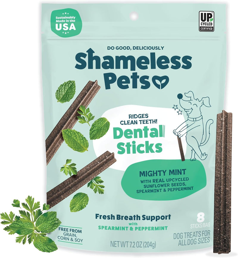 Shameless Pets Dental Treats for Dogs, Variety (4-Pack) - Healthy Sticks for Teeth Cleaning & Fresh Breath - Dog Bones Dental Chews Free from Grain, Corn & Soy