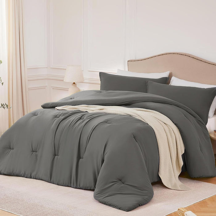 Queen Comforter Sets White,3PCS Soft Lightweight Breathable Bedding Comforter Sets for All Season, Queen Size(90''×90'' Comforter & 2 Pillowcases)