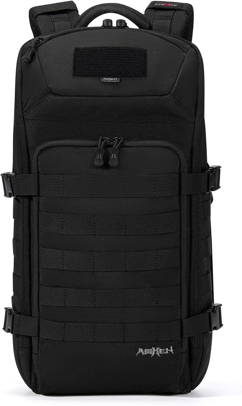 Tactical Backpack Military Slim Army Bag Molle Daypack 20L Outdoors Hiking Camping Travel EDC Pack with Multiple Pockets Waterproof for Men (Black Camo)