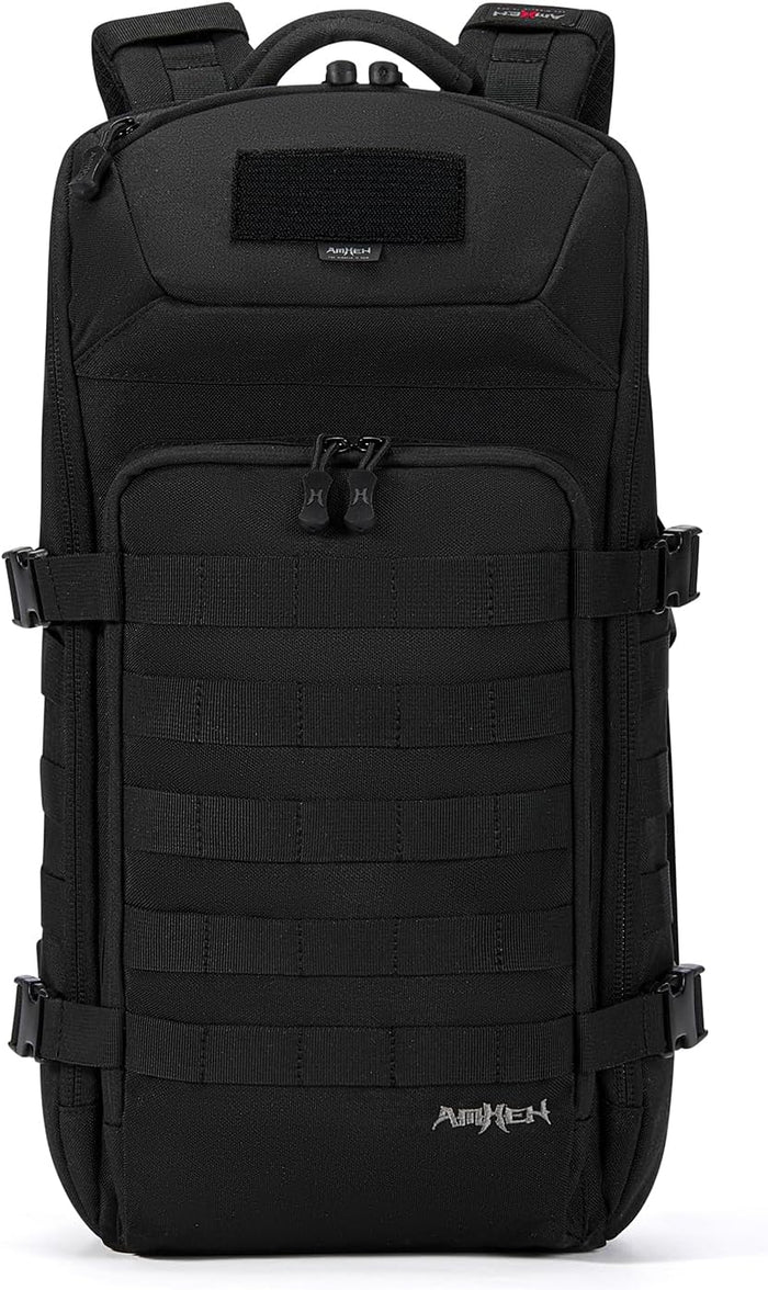 Tactical Backpack Military Slim Army Bag Molle Daypack 20L Outdoors Hiking Camping Travel EDC Pack with Multiple Pockets Waterproof for Men (Black Camo)