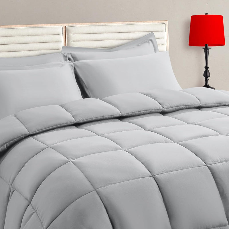 Purple Twin Size Comforter Set - 5 Pieces, Bed in a Bag Bedding Sets with All Season Soft Quilted Warm Fluffy Reversible Comforter,Flat Sheet,Fitted Sheet,1 Pillow Shams,1 Pillowcases