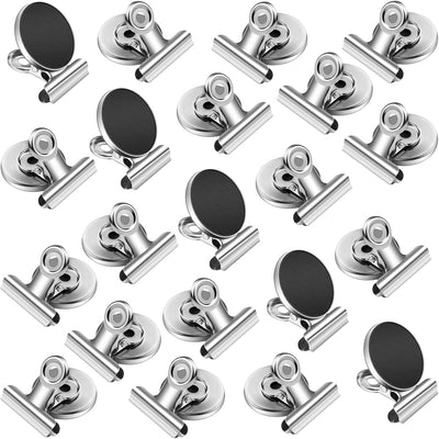 VNDUEEY 20 Pack Fridge Magnets Refrigerator Magnets Strong Magnetic Clips, Magnet Clips Heavy Duty, Whiteboard Magnet Magnetic Paper Clips for Home, School, Office, Teaching, Locker (Silver)