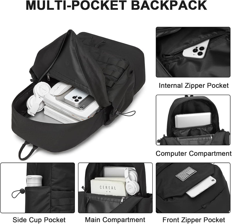 seyfocnia Gym Backpack for Men,Military Tactical Backpack Travel Bag with Shoe Compartment Lightweight Sports Gym Bag Casual Daypack-Black