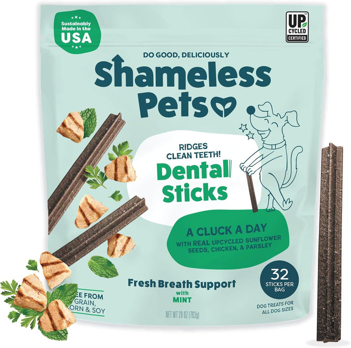 Shameless Pets Dental Treats for Dogs, Variety (4-Pack) - Healthy Sticks for Teeth Cleaning & Fresh Breath - Dog Bones Dental Chews Free from Grain, Corn & Soy