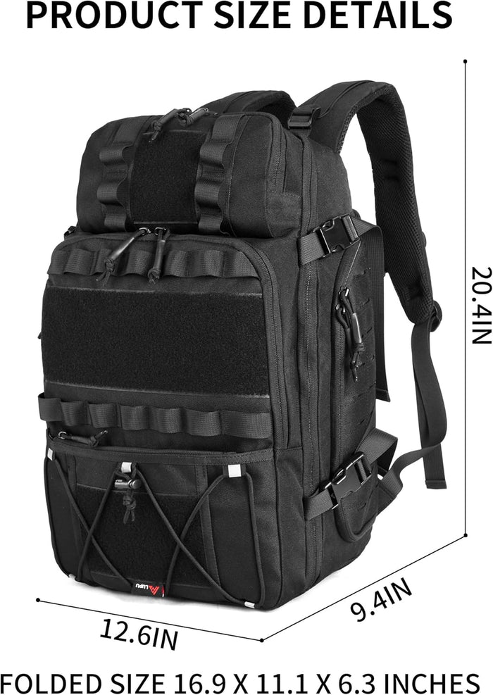 Tactical Backpack 45L Military Molle Pack, 900D Waterproof Assault Rucksack, Large Capacity Outdoor Hiking Camping Trekking Bag for Travel, Hunting, Survival, and Adventure