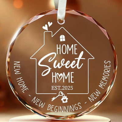New Home Ornament 2025 – Glass Housewarming Christmas Ornament, Elegant Holiday Decoration for New Homeowners, First Home Keepsake Gift for Couples or Families