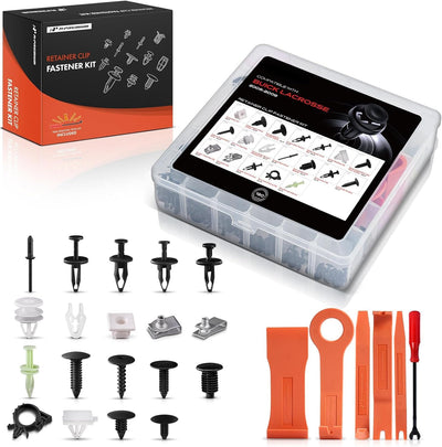A-Premium 190 PCS (19-Type) Car Retainer Clips Kit Compatible with Buick LaCrosse 2005-2009 Bumper Cover Door Trim Panel Auto Push Pin Plastic Rivet Fastener Replacement Set, w/Removal Tool