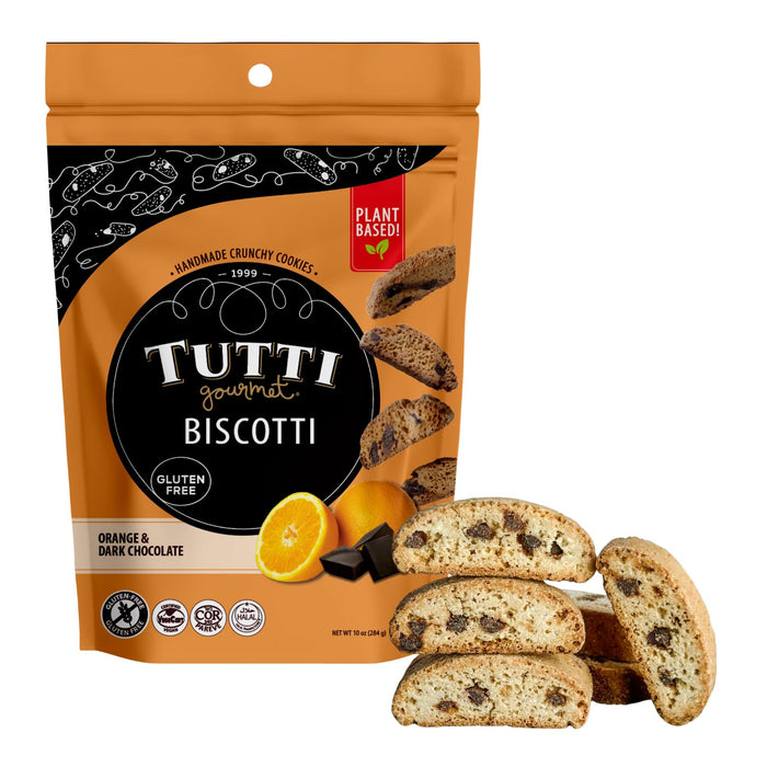Tutti Gourmet Gluten Free Pistachio & Cranberry Biscotti, 9.9 oz (283g) Resealable Cookie Bag, Vegan and Halal Snacks