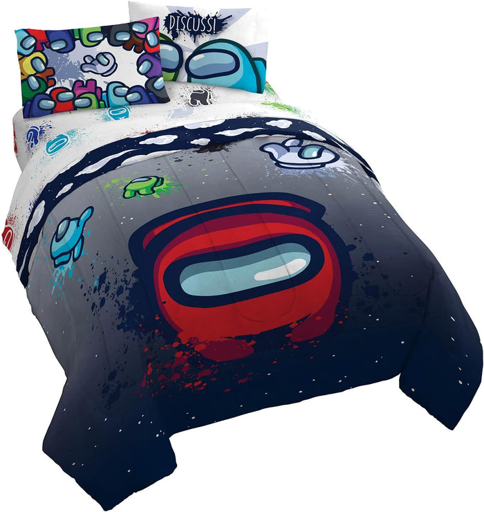 Jay Franco Marvel Spiderman Burst 4 Piece Twin Bed Set - Includes Reversible Comforter & Sheet Set - Bedding - Super Soft Fade Resistant Microfiber - (Official Marvel Product)