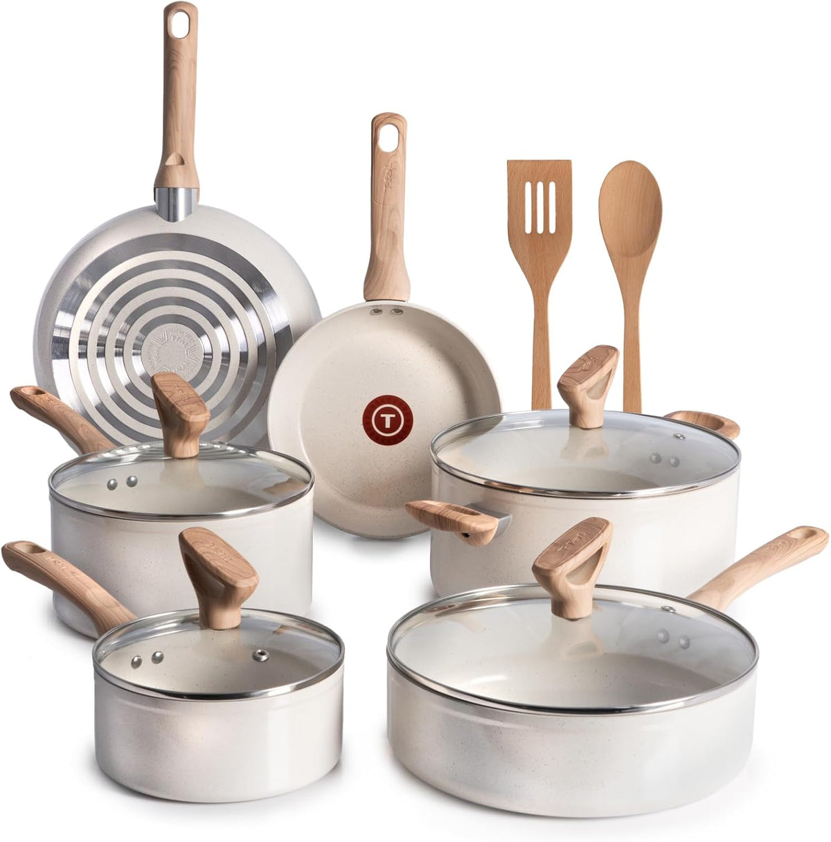 T-fal Signature Nonstick Cookware Set 12 Piece, Oven Broiler Safe 350F, Pots and Pans, Kitchen Cooking Set w/Fry Pans, Saucepans, Saute Pan, Dutch Oven, Griddle, Kitchen, Home, Dishwasher Safe, Black