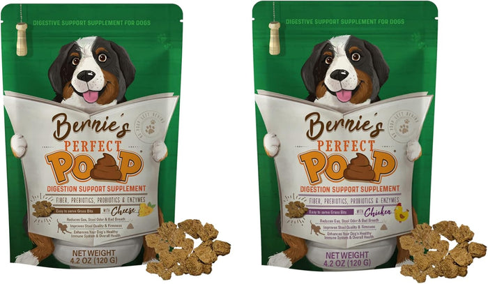Perfect Poop Digestion & General Health Supplement for Dogs: Fiber, Prebiotics, Probiotics & Enzymes Relieve Digestive Conditions, Optimize Stool, and Improve Health (Chicken, 30.0 oz)