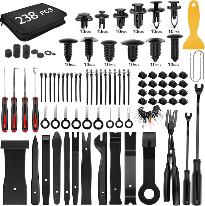 GOOACC 240PCS Bumper Retainer Clips Car Plastic Rivets Fasteners Push Retainer Kit 12 Popular Sizes Auto Push Pin Rivets Set -Door Trim Panel Fender Clips for GM Ford Toyota Honda Chrysler