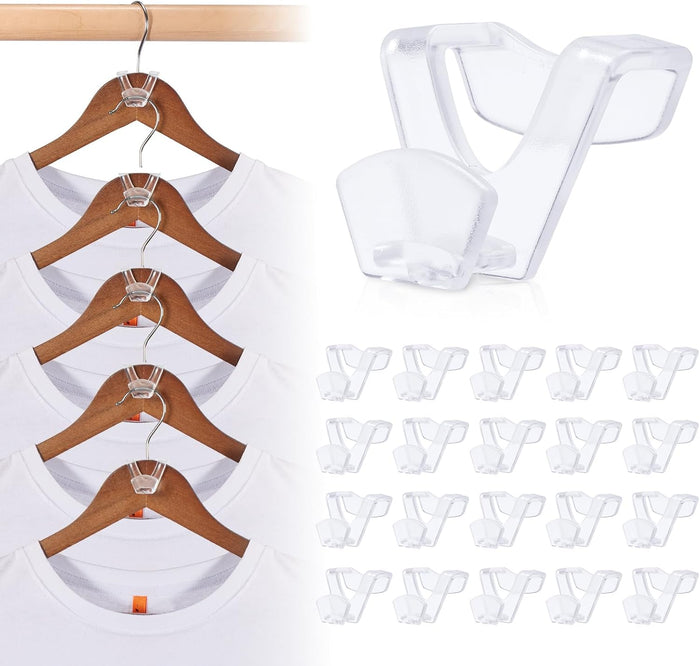 HOUSE DAY Space Saving Hangers 100 Pack, Clear Clothes Hanger Connector Hooks, Heavy Duty Hangers Space Saver, Premium College Dorm Room Essentials, Closet Organizers and Storage