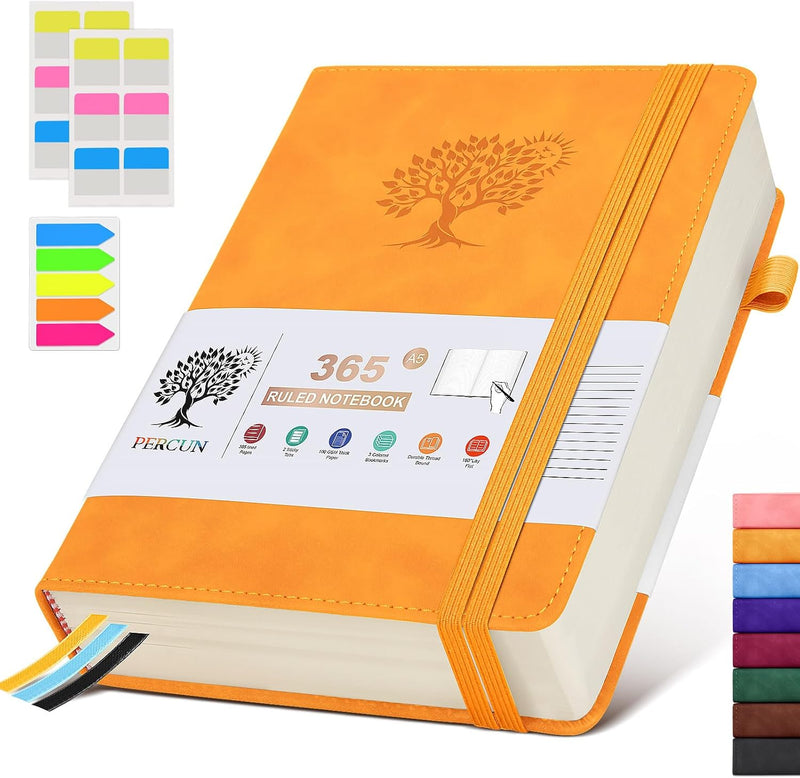 A4 Lined Journal Notebook，365 Page Large Leather Journals for Writing Women Men，Hardcover Notebook with 100Gsm Thick Pages for Travel，Work，School，College Ruled, Daily Diary (8.5" x 11.4")