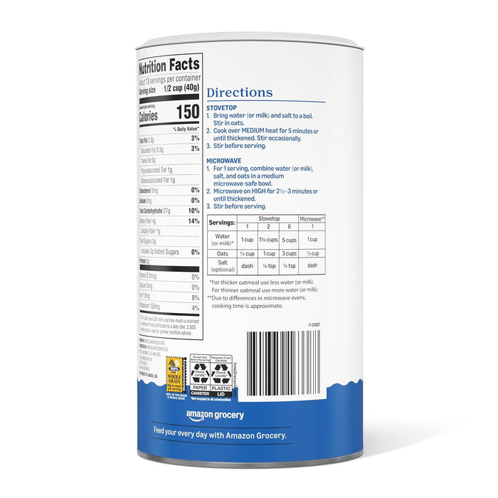 Amazon Grocery, Old Fashioned Oats, 18 Oz (Previously Happy Belly, Packaging May Vary)
