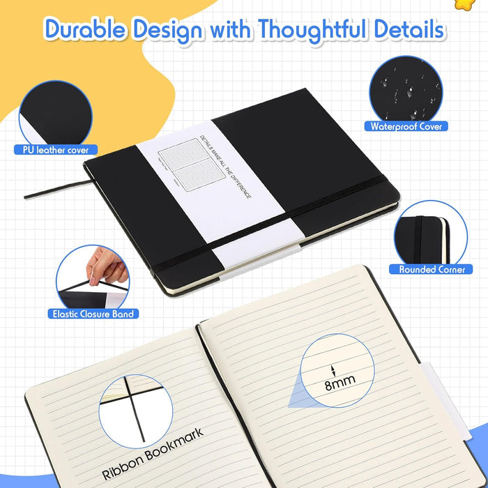 40 Pack A5 Lined Journal Notebooks Bulk 5.5 x 8.2 Inches PU Leather Hardcover Notebook 50 Sheets 70 GSM Ruled Lined Writing Journal with Pen Holder for School Business Work Writing