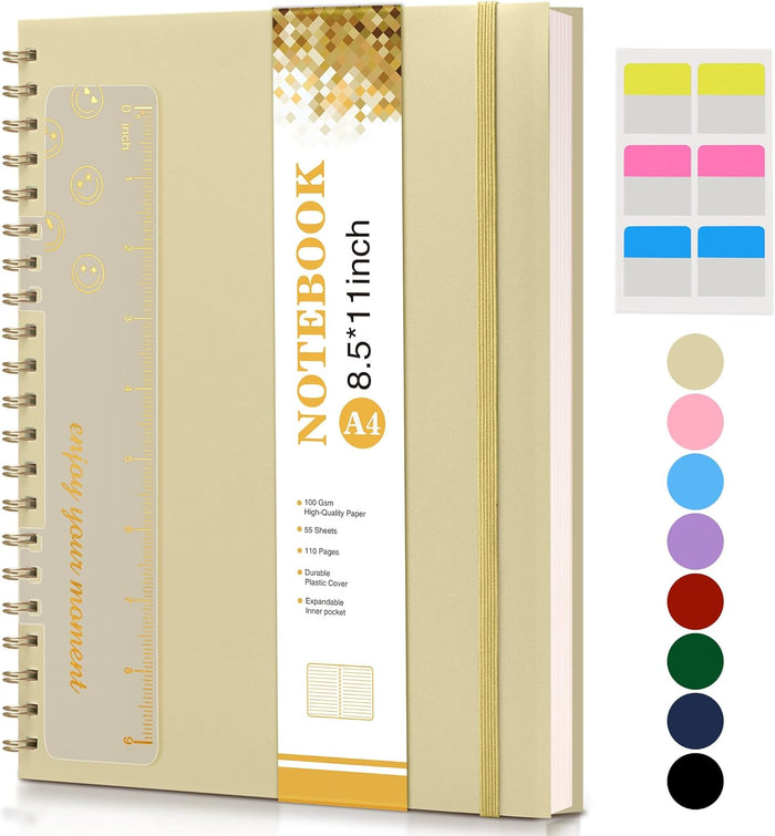 Graph Paper Notebook, Spiral Notebook Journal 8.5” x 11”, A4 Large Grid Notebooks for Women Men, 100 GSM Graph Paper, Plastic Hardcover Spiral Graphing Journals for Work School Engineerin, Yellow