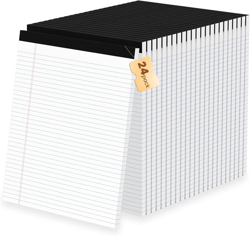 12Packs Legal Pads 8.5 x 11 Inch, 50Sheets/Pack, College Ruled & Perforated White Writing Pads, Pads of Paper 8.5 x 11, Lined Note Pads with Sturdy Backing for Office, Business & School Supplies