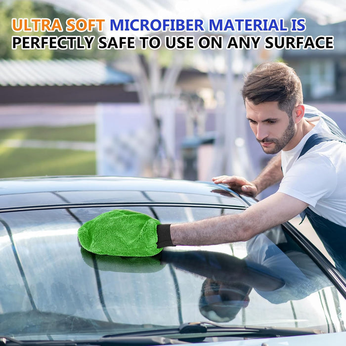 6 Pcs Microfiber Dusting Mitt with Thumb Washable Reusable Household Cleaning Mitt Car Wash Gloves Terry Weave Dusting Gloves for Plant Car Wheel House Blinds Kitchen Pool Dust (Bright Color)