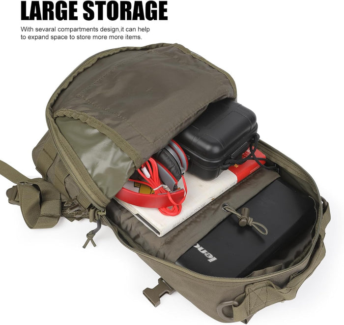 Small Tactical Backpack Military Daypack 12L Molle Bag Rucksack Army Daypack for Outdoor,Hiking,Camping,Travel (Green)