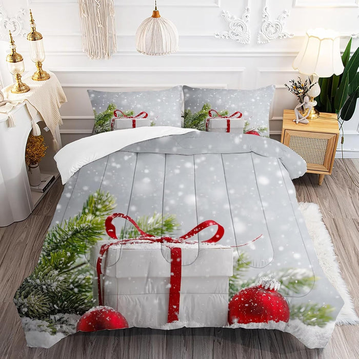 kxry Merry Christmas Comforter Set Santa Claus Deer Christmas Tree Galaxy Red Bedding Quilt King Size for Girls Boys Kids 1 Comforter + 2 Pillow Cases