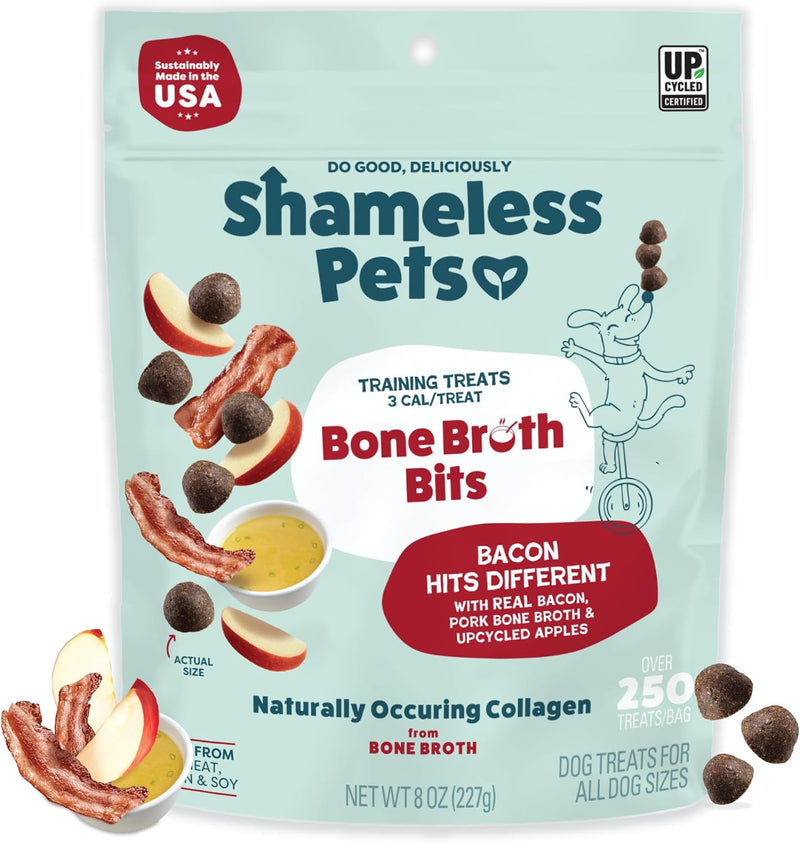 Shameless Pets Dog Training Treats Bacon/Apple and Chicken/Peanut Butter - Natural and Soft Puppy Treats with Collagen - Medium Dog Treats Pack of 2 (8oz Each)