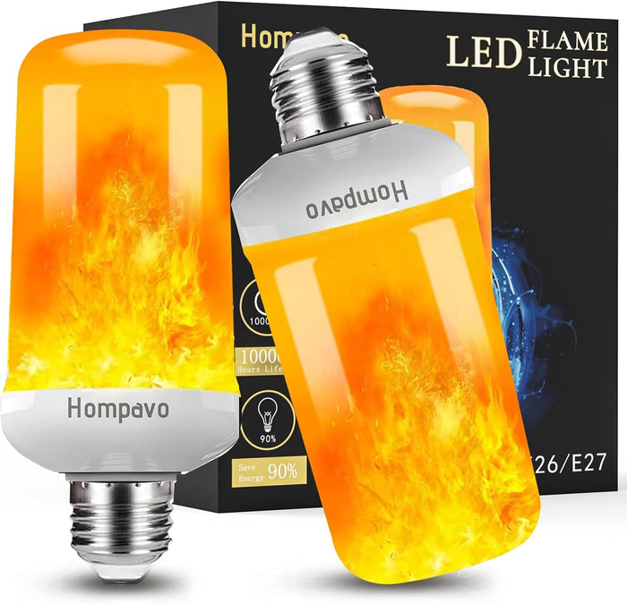 Hompavo 【Upgraded】 LED Flame Light Bulbs, 4 Modes Flickering Light Bulbs with Upside Down Effect, E26/E27 Flame Bulb for Halloween Christmas Party Patio Porch Home Indoor & Outdoor Decorations - 2