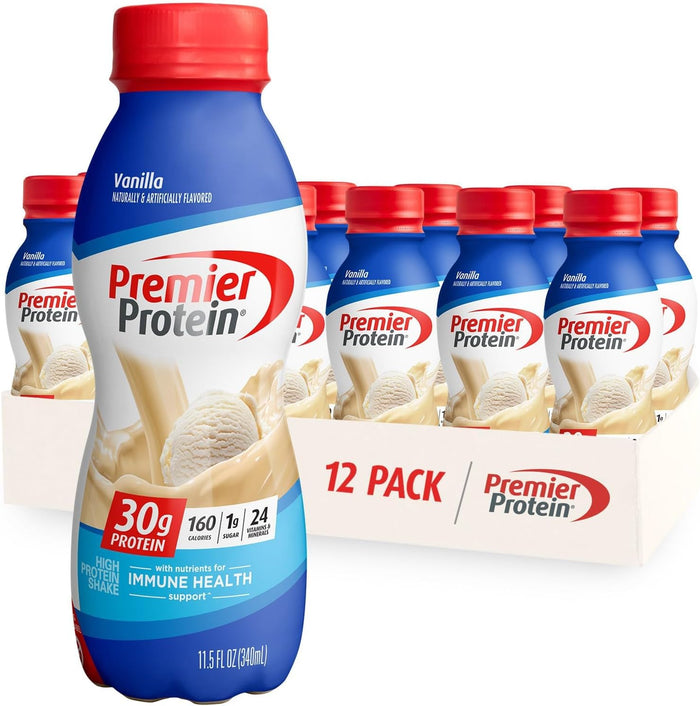 Premier Protein Shake, Café Latte, 30g Protein, 1g Sugar, 24 Vitamins & Minerals, Nutrients to Support Immune Health 11.5 fl oz, 12 Pack
