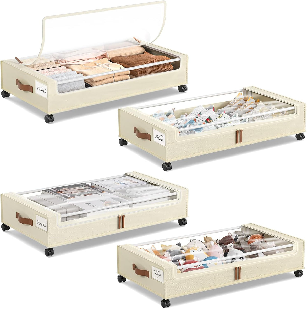 Yecaye Under Bed Storage with Wheels, 2Pack Under Bed Storage Containers, Underbed Shoe Storage Organizer, Rolling Under Bed Metal Drawers for Clothes, Blankets(30.71 x 16.93 x 6.69 in)