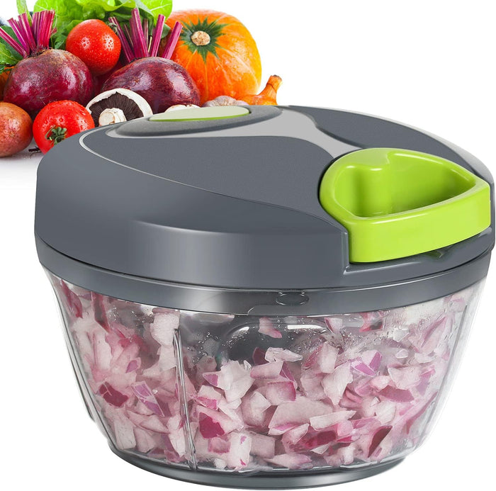 Ourokhome Manual Food Processor Vegetable Chopper, Portable Hand Pull String Garlic Mincer Onion Cutter for Veggies, Ginger, Fruits, Nuts, Herbs, etc., 500ml, Green