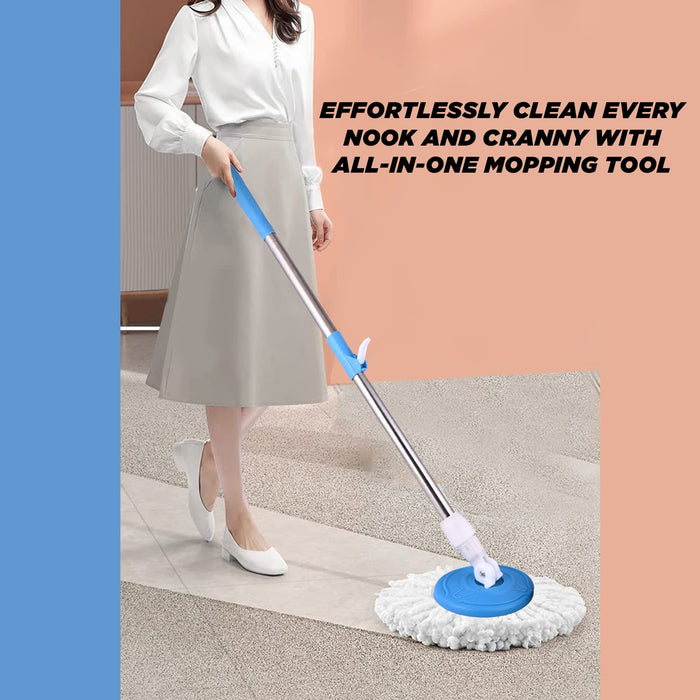 Zureni Bucket Spin Mop Stick Rod with Microfiber Refill Pocha Cleaner 360° Adjustable Easy Grip 42 Inches Long Metal Handle for Wet Floor Household Industrial Cleaning & Mopping (Random Color)